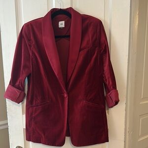 Chic Red Velvet Blazer